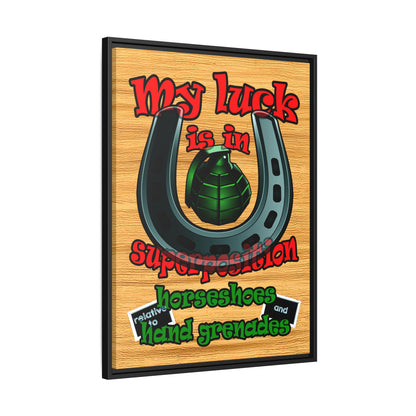 my luck - framed canvas art (butterscotch wood finish)