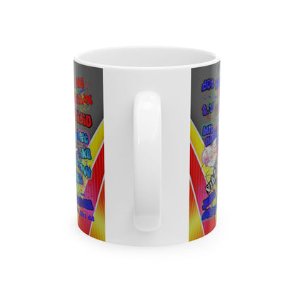 drop the beat - White Mug (rainbow split)