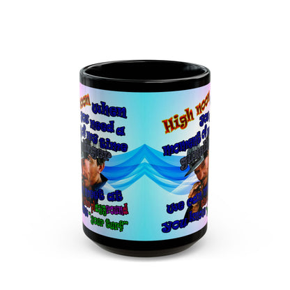 high noon - Black Mug (light blue-pink wave)
