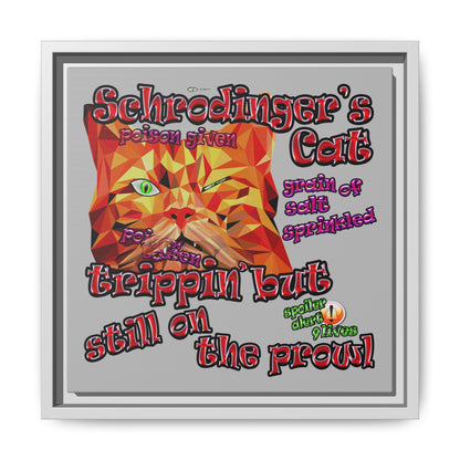 schrodinger's cat - framed canvas art (light grey)