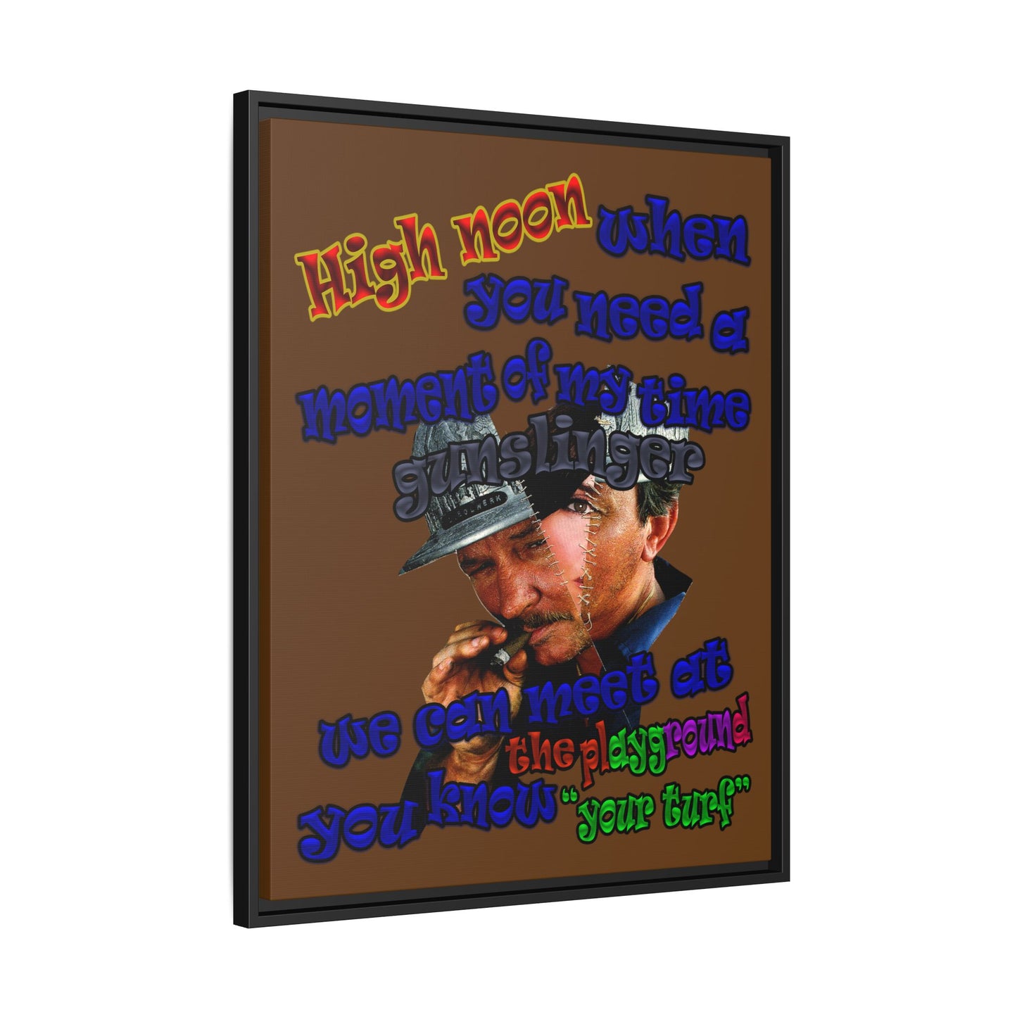 high noon - framed canvas art (brown)
