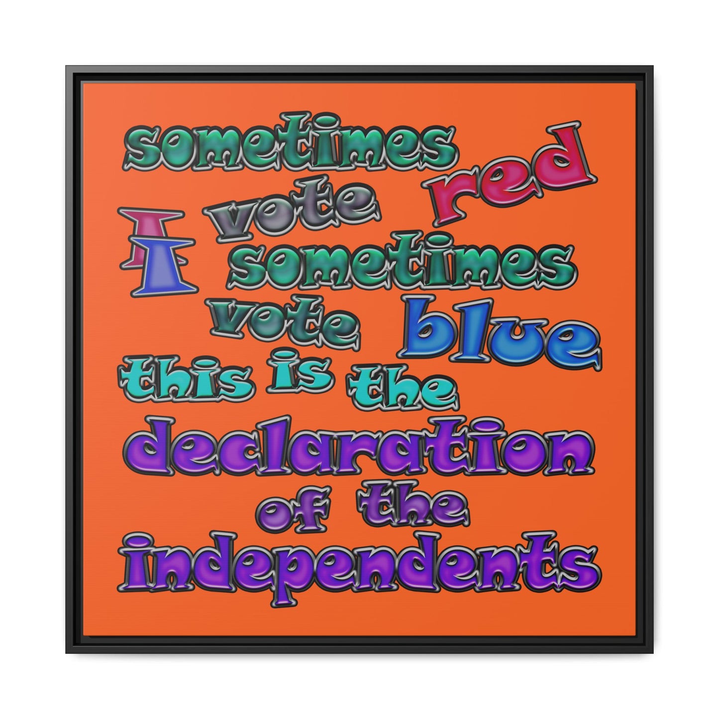 declaration of the independents - framed canvas art (orange)