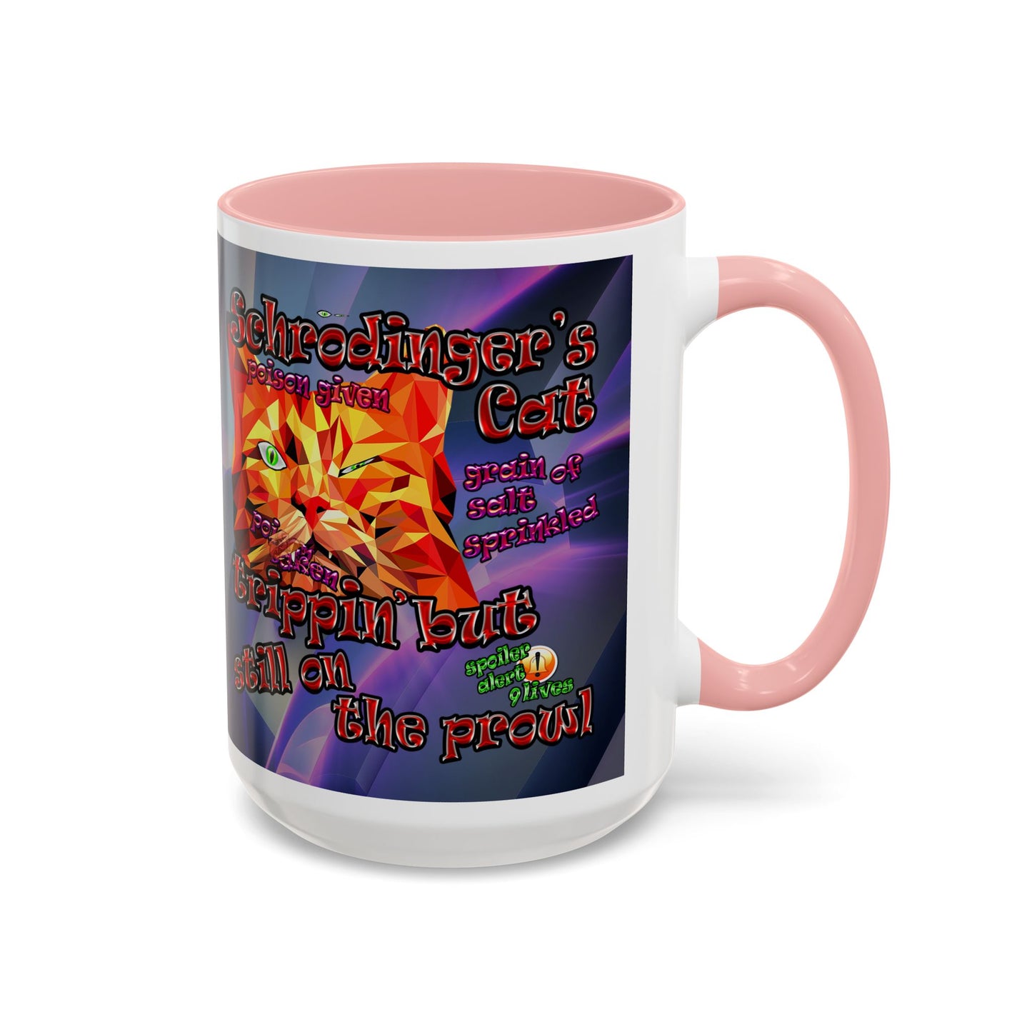 schrodinger's cat - Accent Mug (grey-pink wave)
