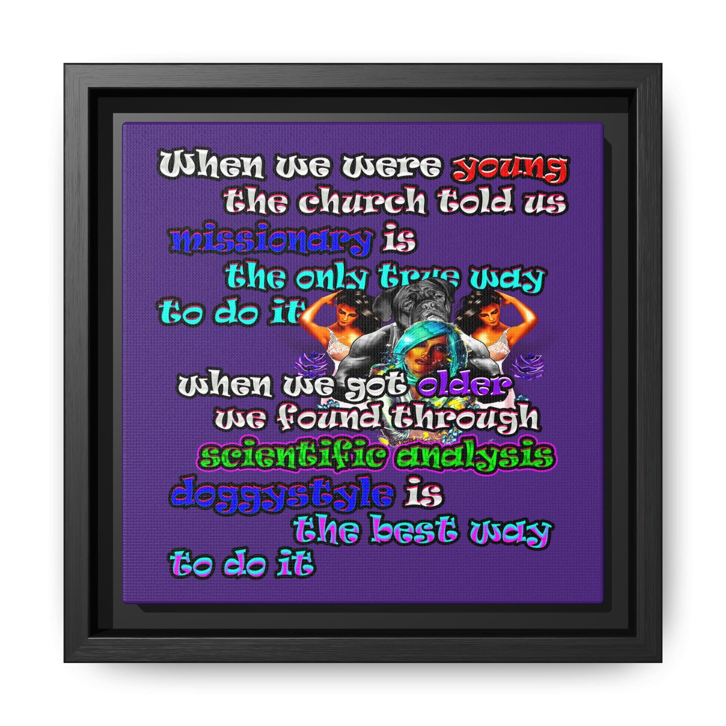 doggystyle - framed canvas art (purple)