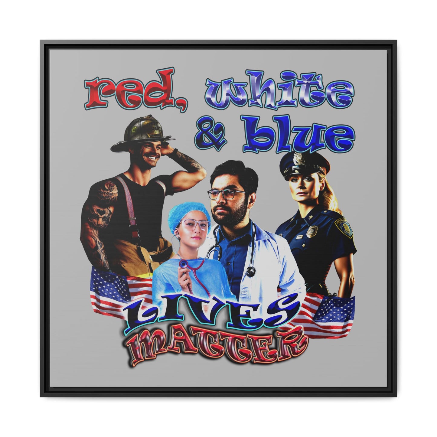 rw&b lives matter - framed canvas art (light grey)