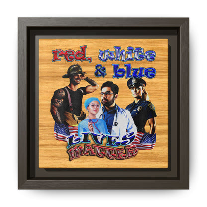 rw&b lives matter - framed canvas art (butterscotch wood finish)
