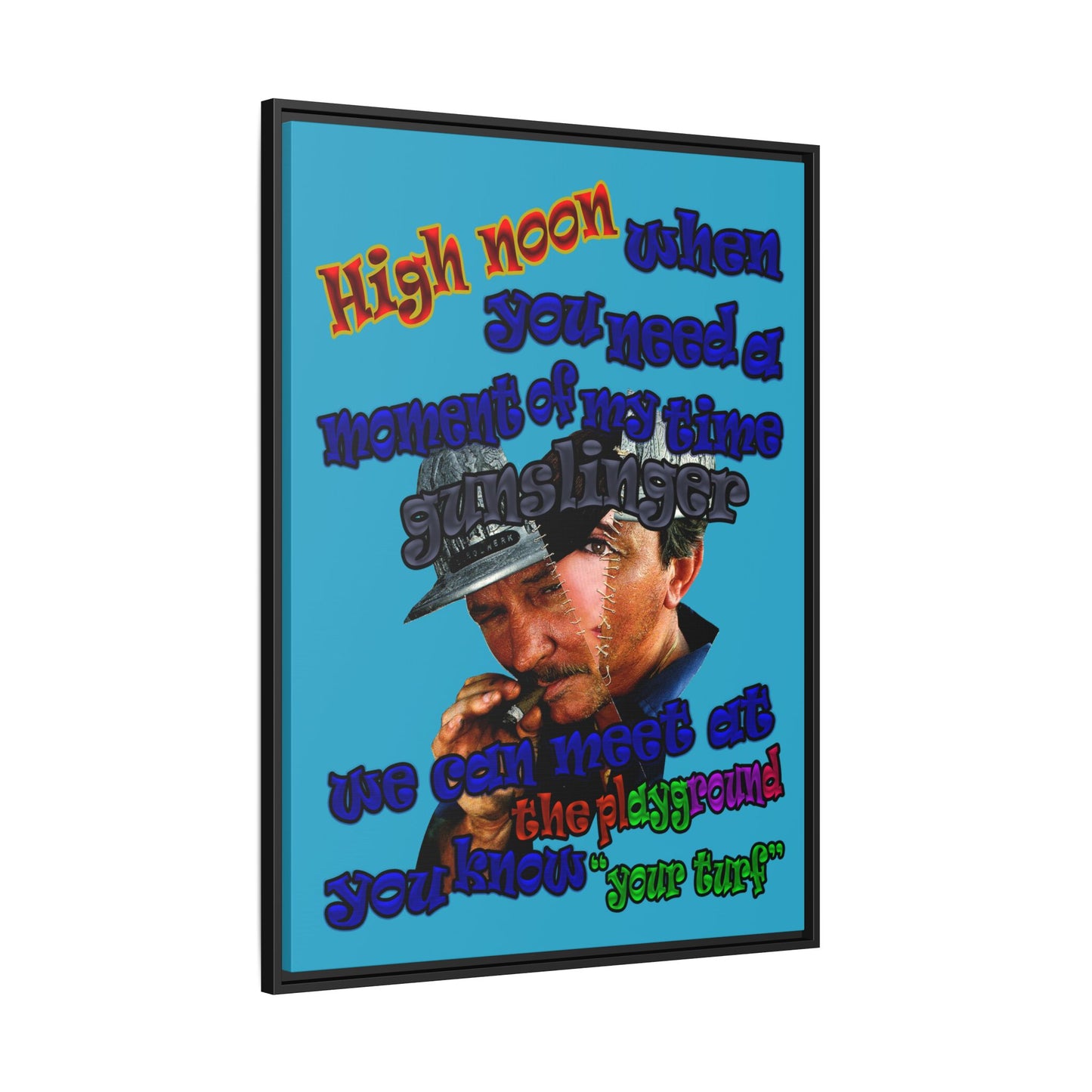 high noon - framed canvas art (turquoise)