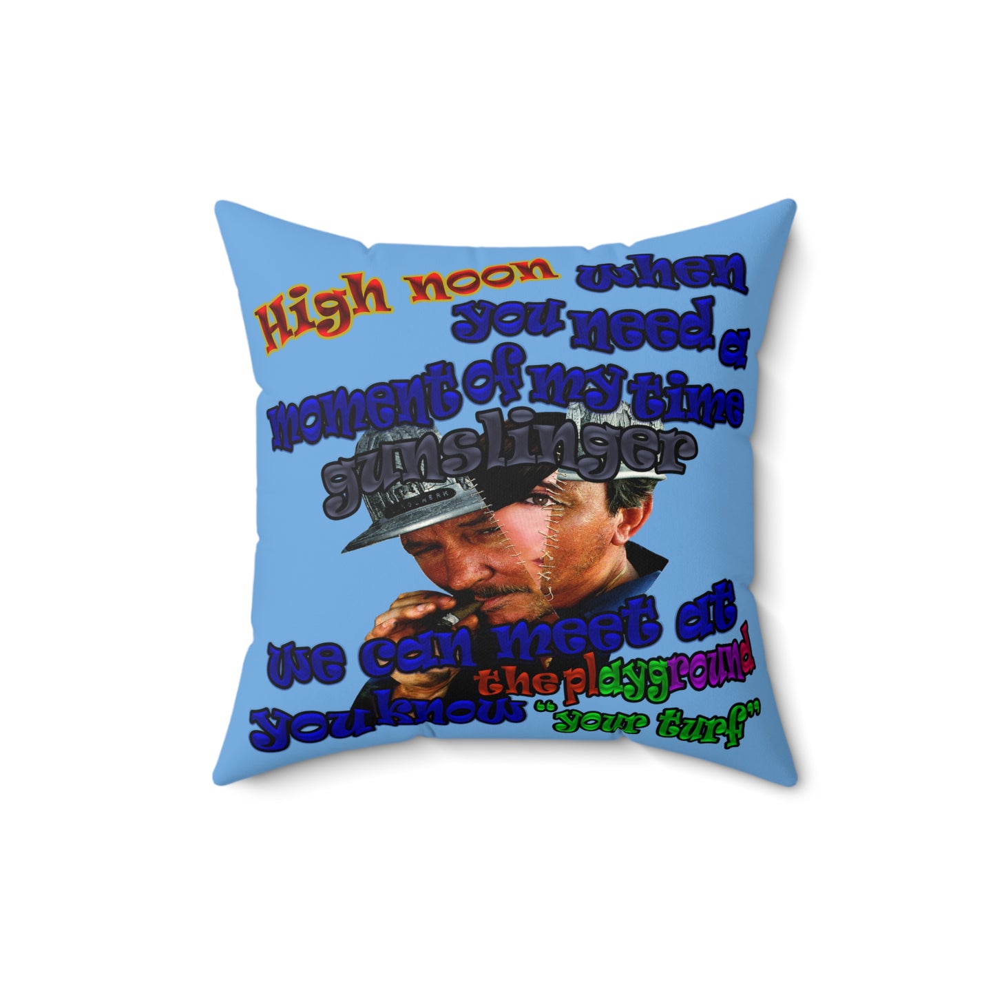 high noon - Spun Polyester Square Pillow - (light blue)