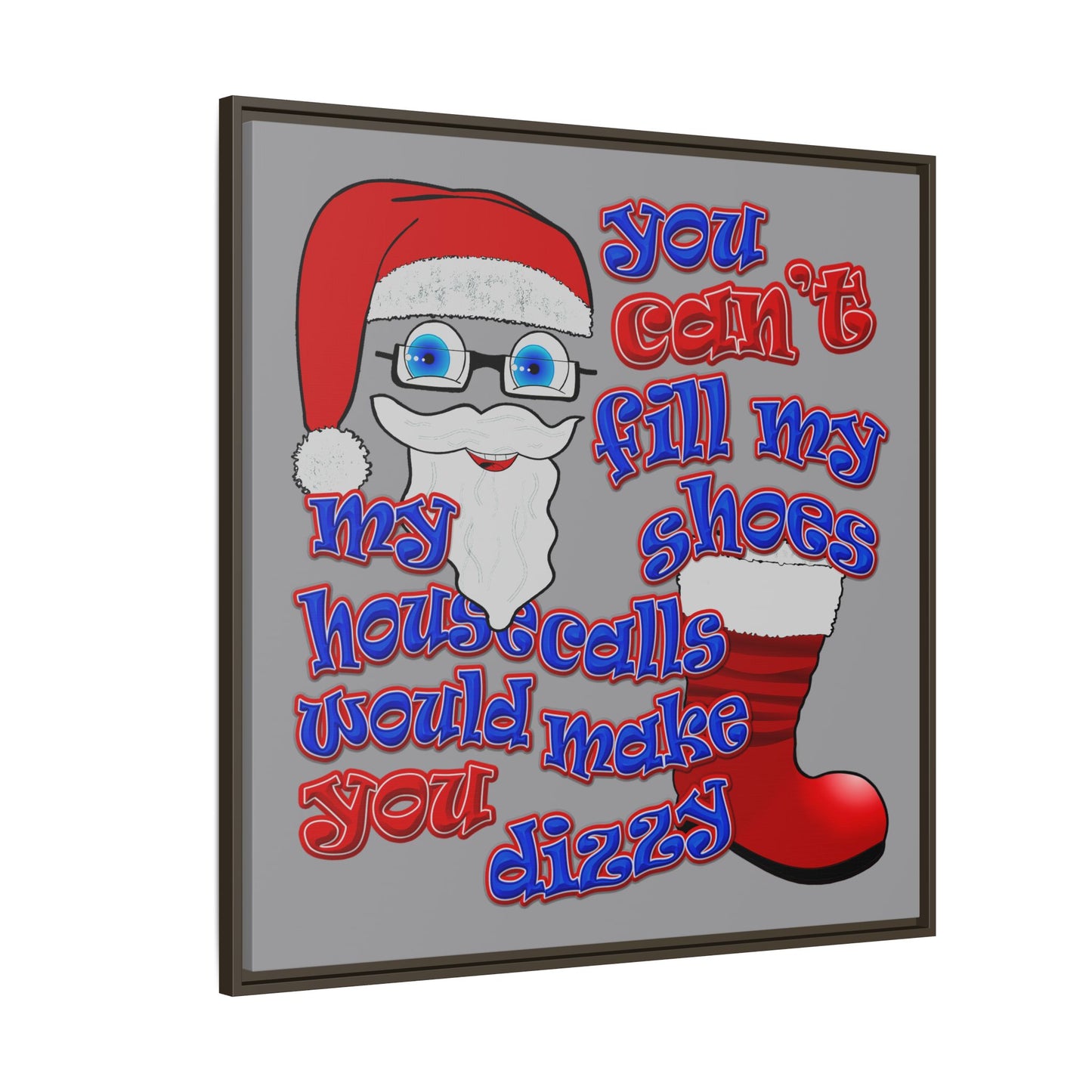 santa's shoes - framed canvas art (grey)