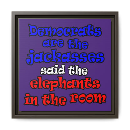 donkeys and elephants - framed canvas art (purple)