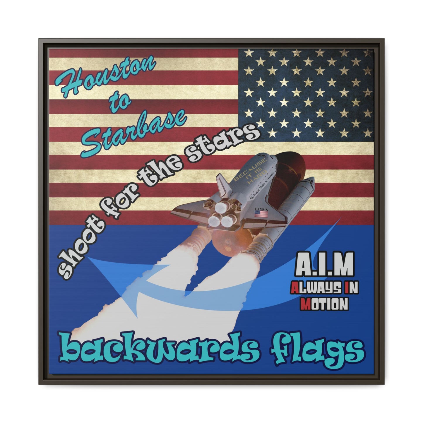 shoot for the stars - framed canvas art (dark blue)