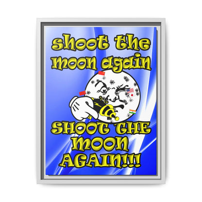 shoot the moon again - framed canvas art (blue-white wave)