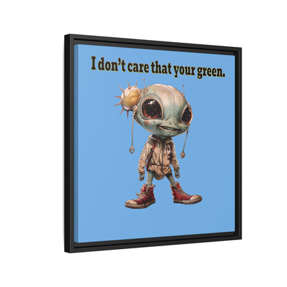 I don't care that your green - framed canvas art (light blue)
