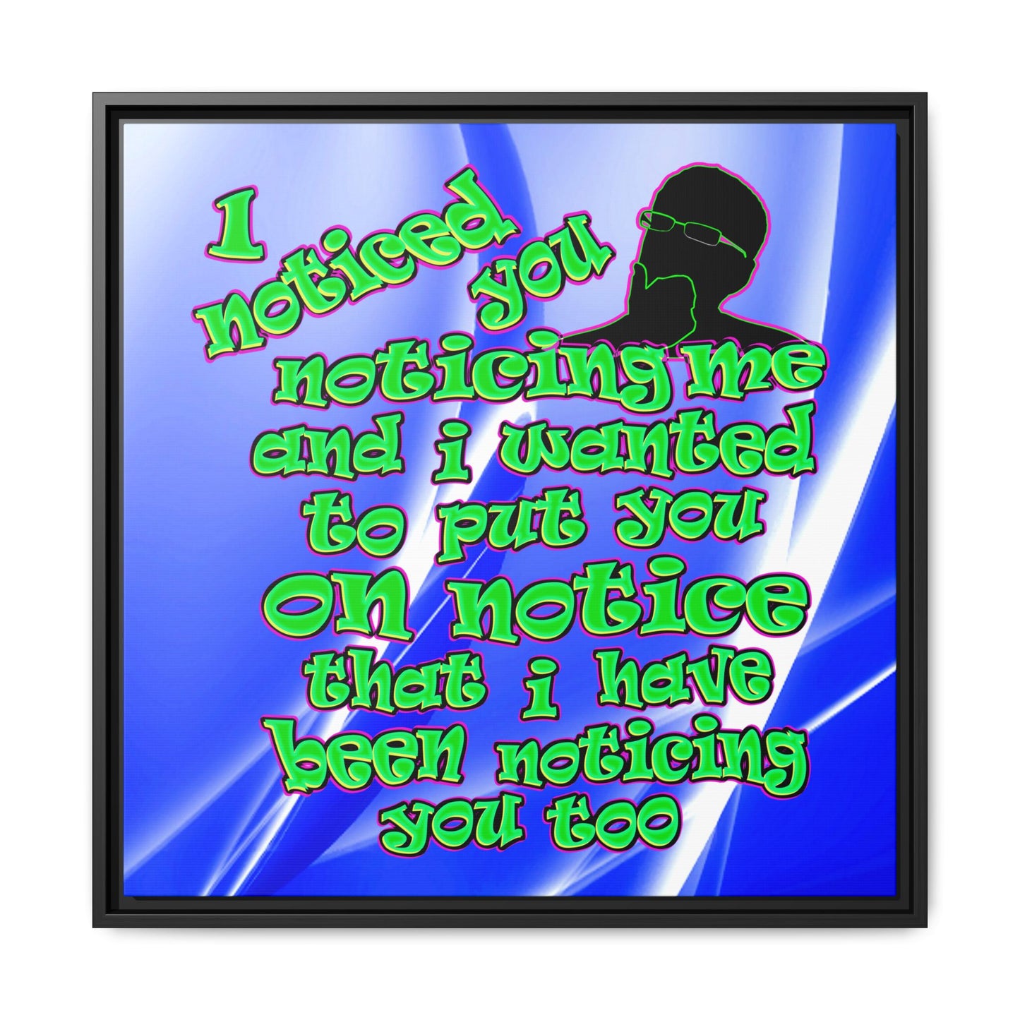 noticed you noticing - framed canvas art (blue-white wave)