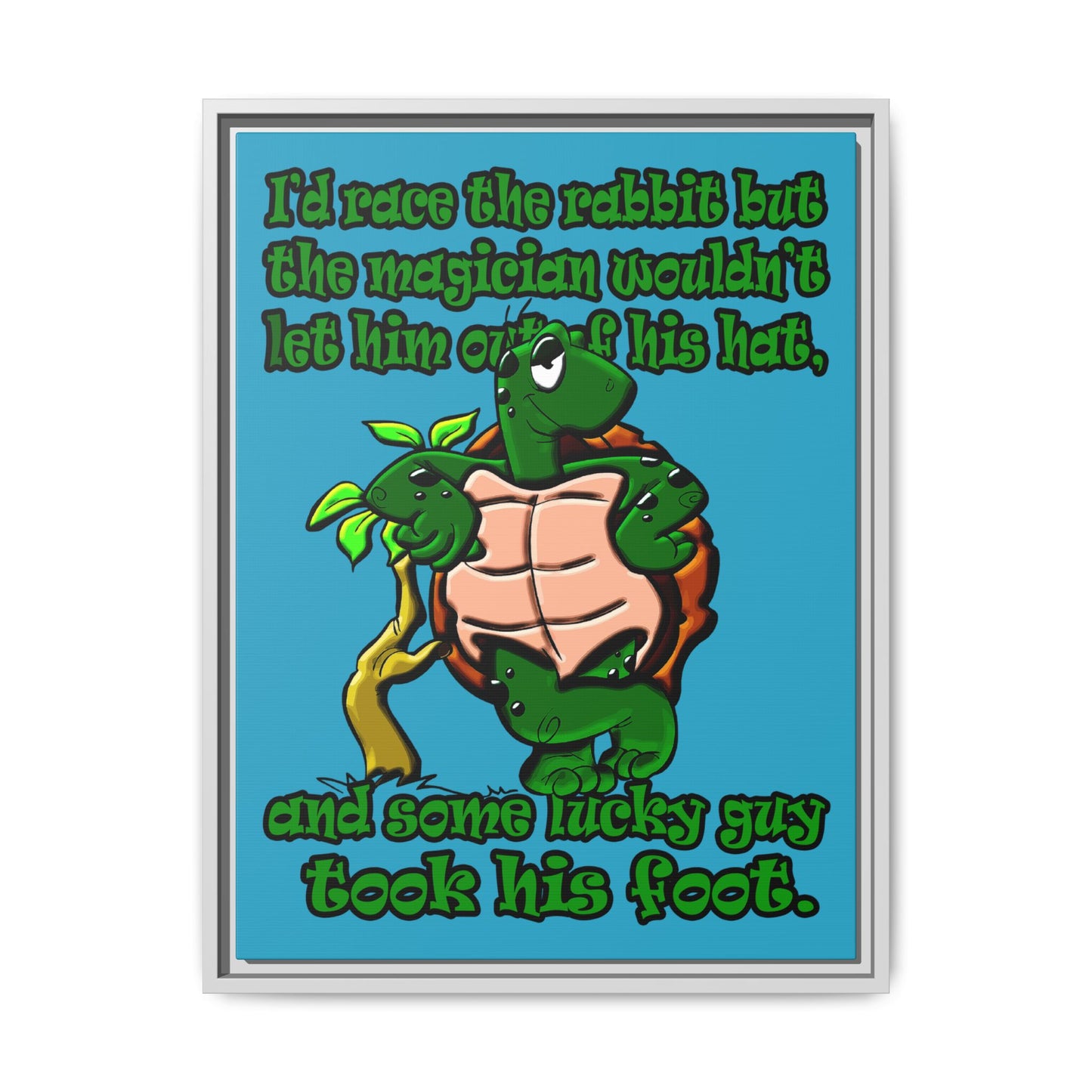 turtle race - framed canvas art (turquoise)