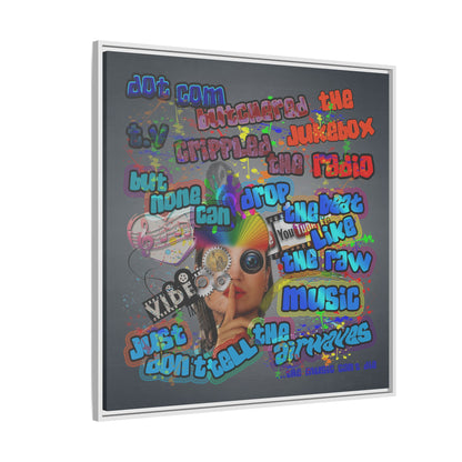drop the beat - framed canvas art (grey-light grey)
