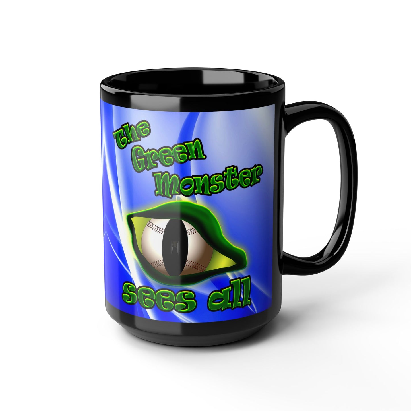 green monster - Black Mug (blue-white wave)