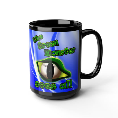green monster - Black Mug (blue-white wave)