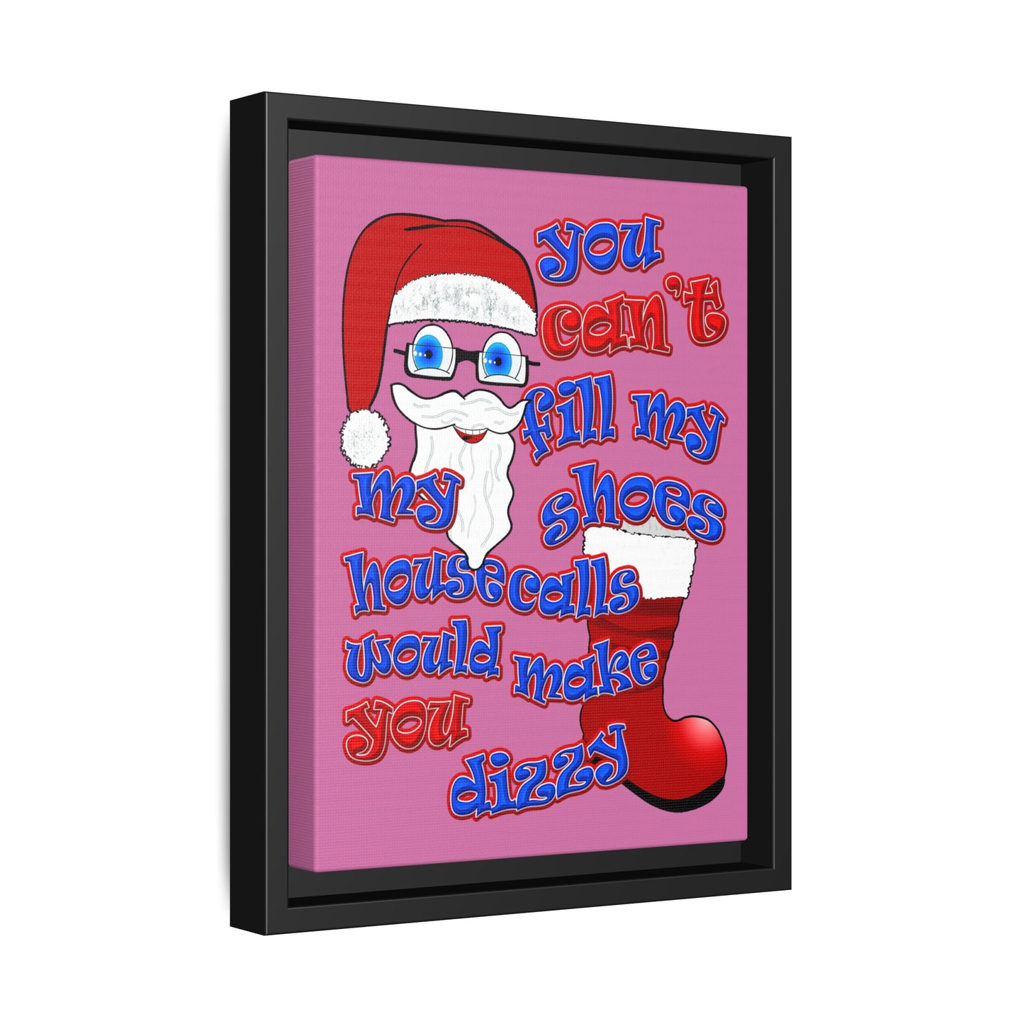 santa's shoes - framed canvas art (light pink)