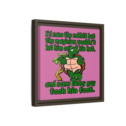 turtle race - framed canvas art (light pink)
