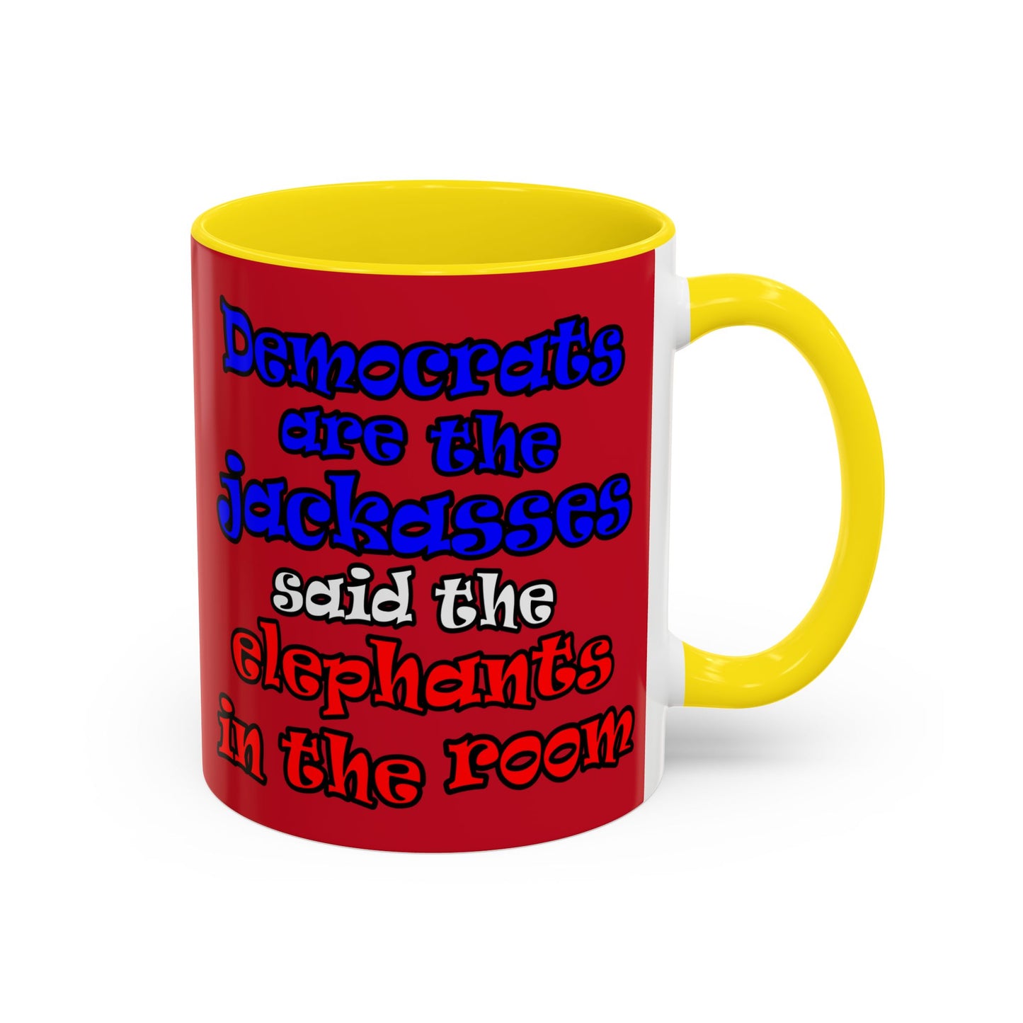 donkeys and elephants - Accent Mug (dark red)