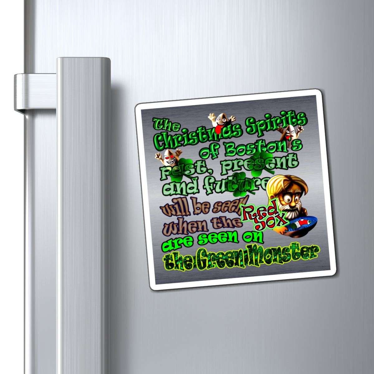 christmas spirits of boston - Magnets - (brushed nickel)