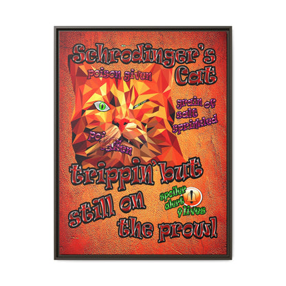 schrodinger's cat - framed canvas art (burnt orange)