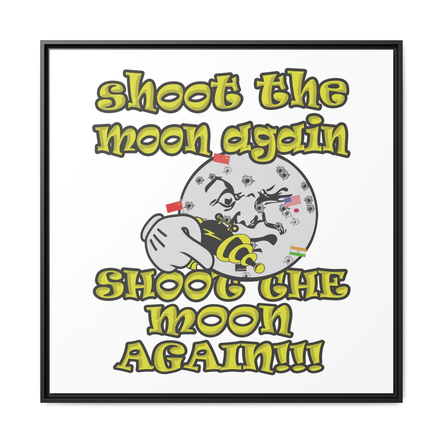 shoot the moon again - framed canvas art (white)