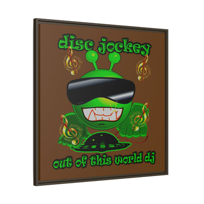 disc jockey - framed canvas art (brown)