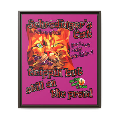 schrodinger's cat - framed canvas art (pink)