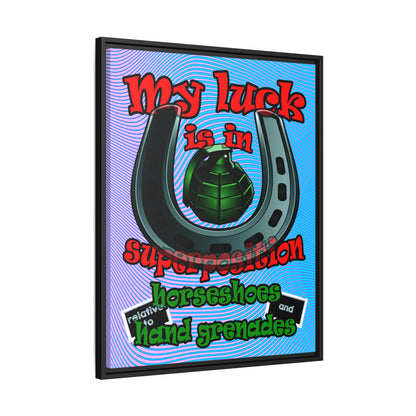 my luck - framed canvas art (light blue-purple wave)