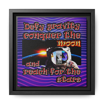 defy conquer reach - framed canvas art (purple wave)