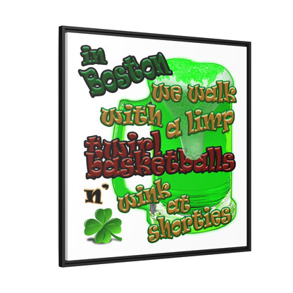 celtics logo - framed canvas art (white)