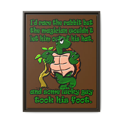 turtle race - framed canvas art (brown)