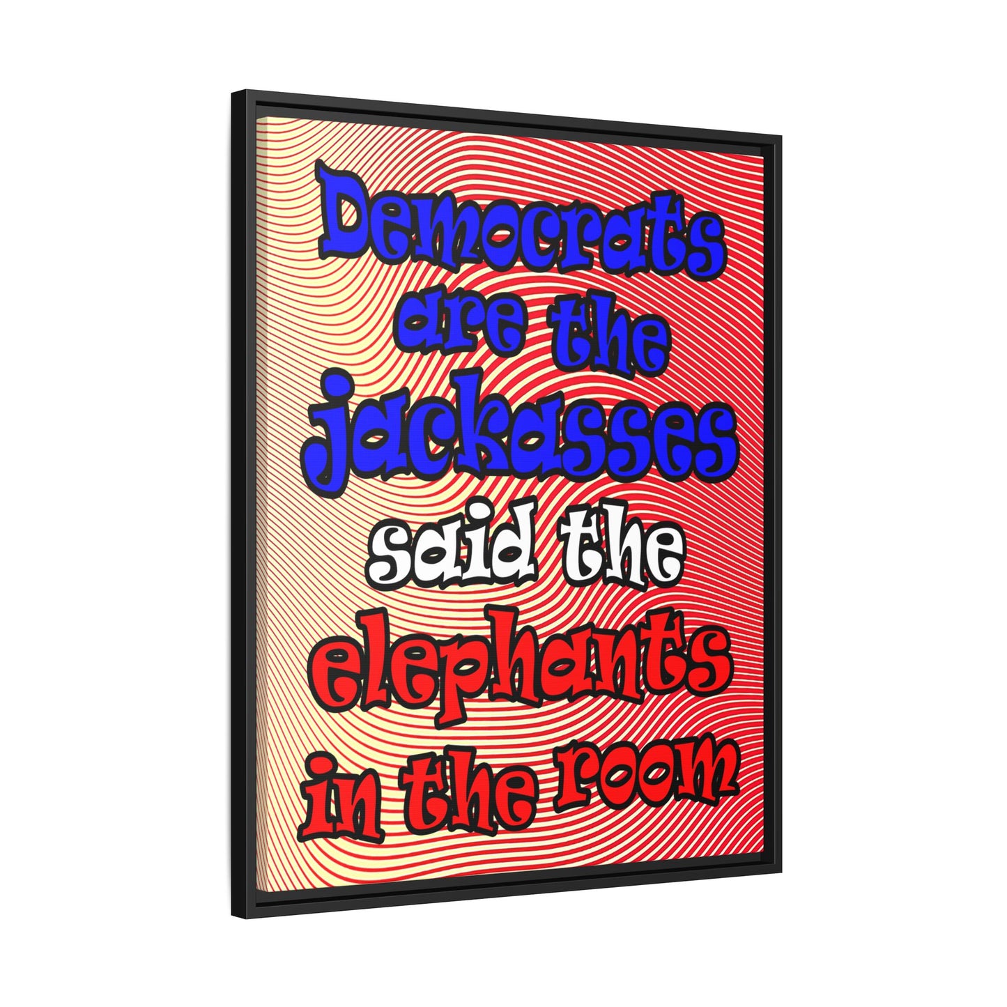 donkeys and elephants - framed canvas art (yellow-orange wave)