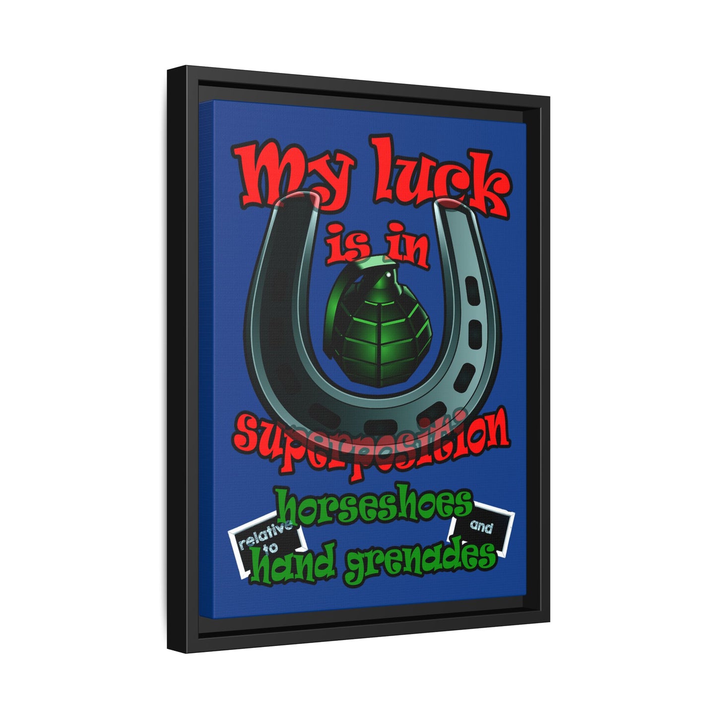 my luck - framed canvas art (dark blue)
