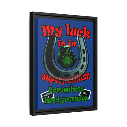 my luck - framed canvas art (dark blue)