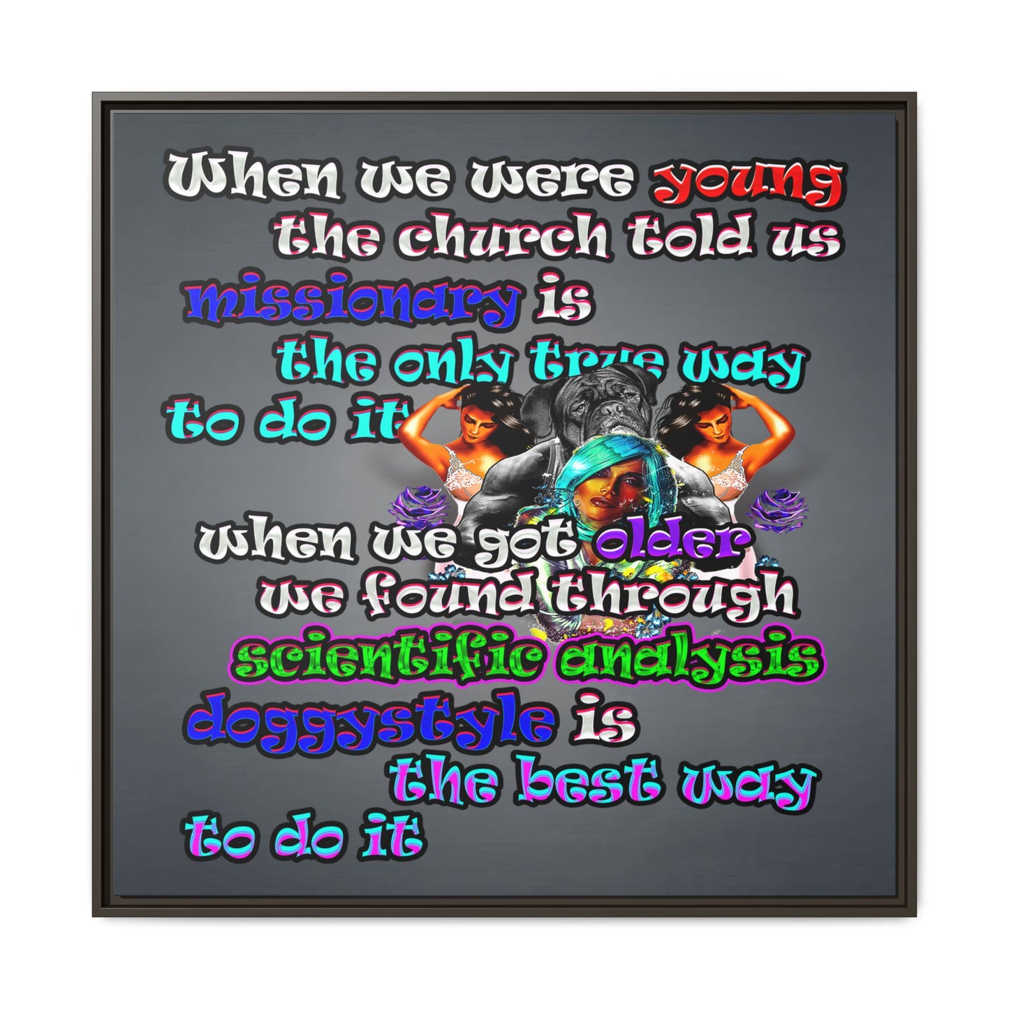 doggystyle - framed canvas art (grey-light grey)