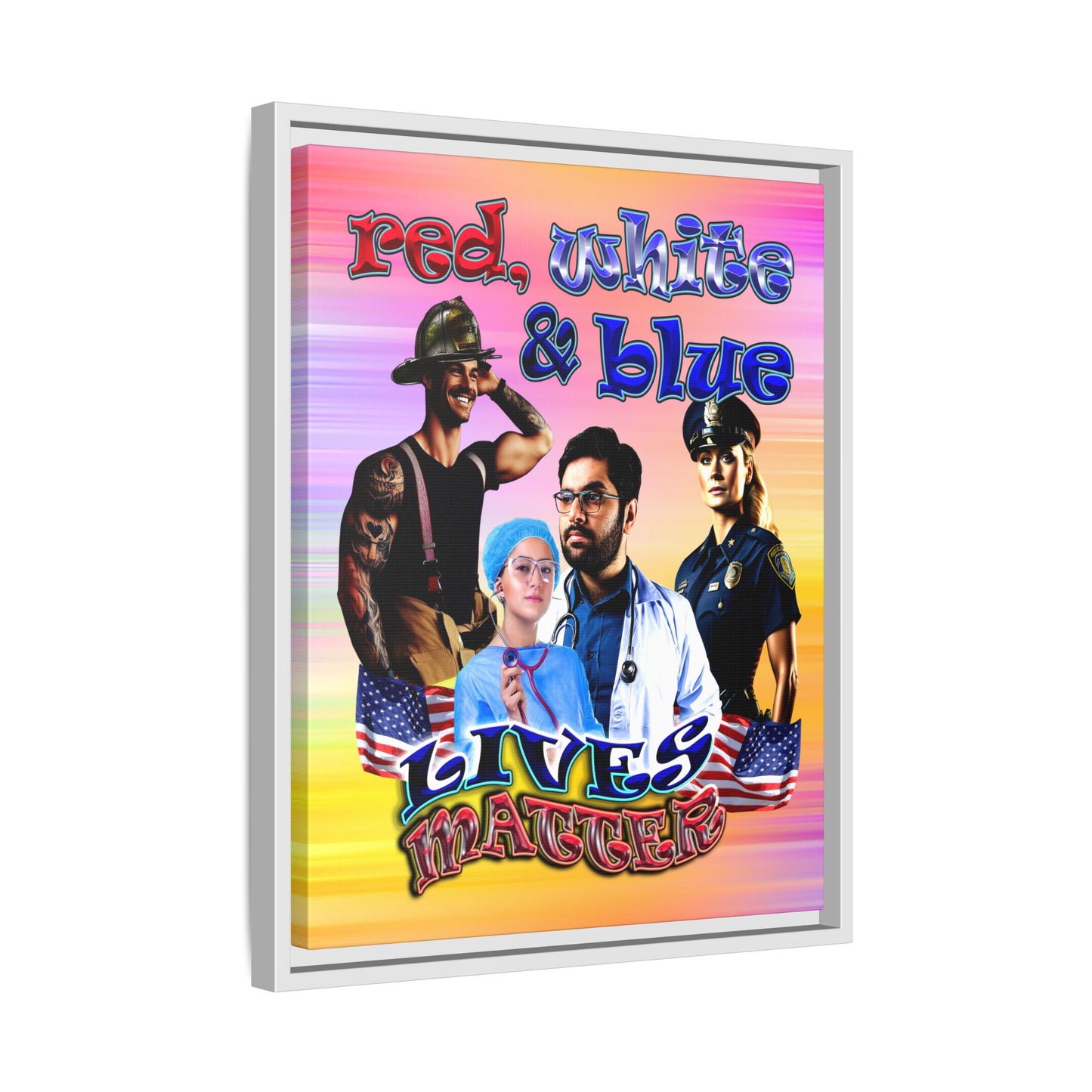 rw&b lives matter - framed canvas art (color blur)