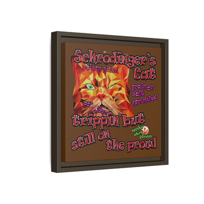 schrodinger's cat - framed canvas art (brown)