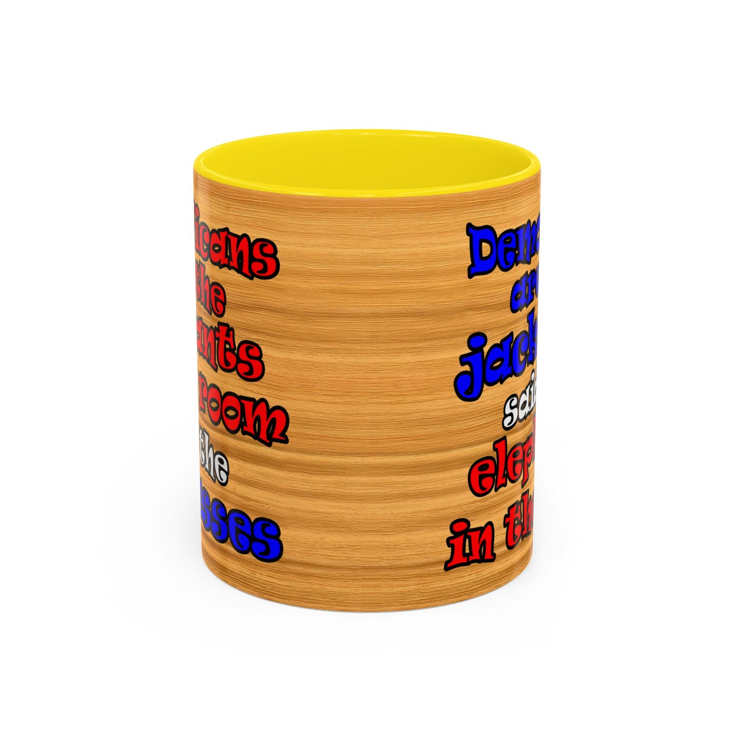 donkeys and elephants - Accent Mug (butterscotch wood finish)