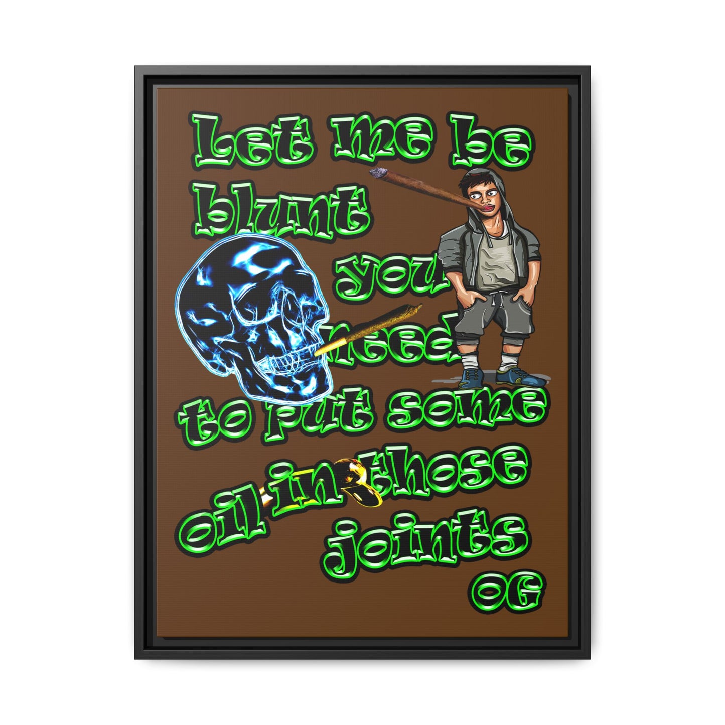 og - framed canvas art (brown)