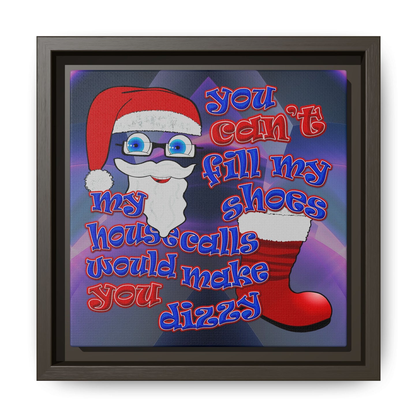 santa's shoes - framed canvas art (grey-pink wave)