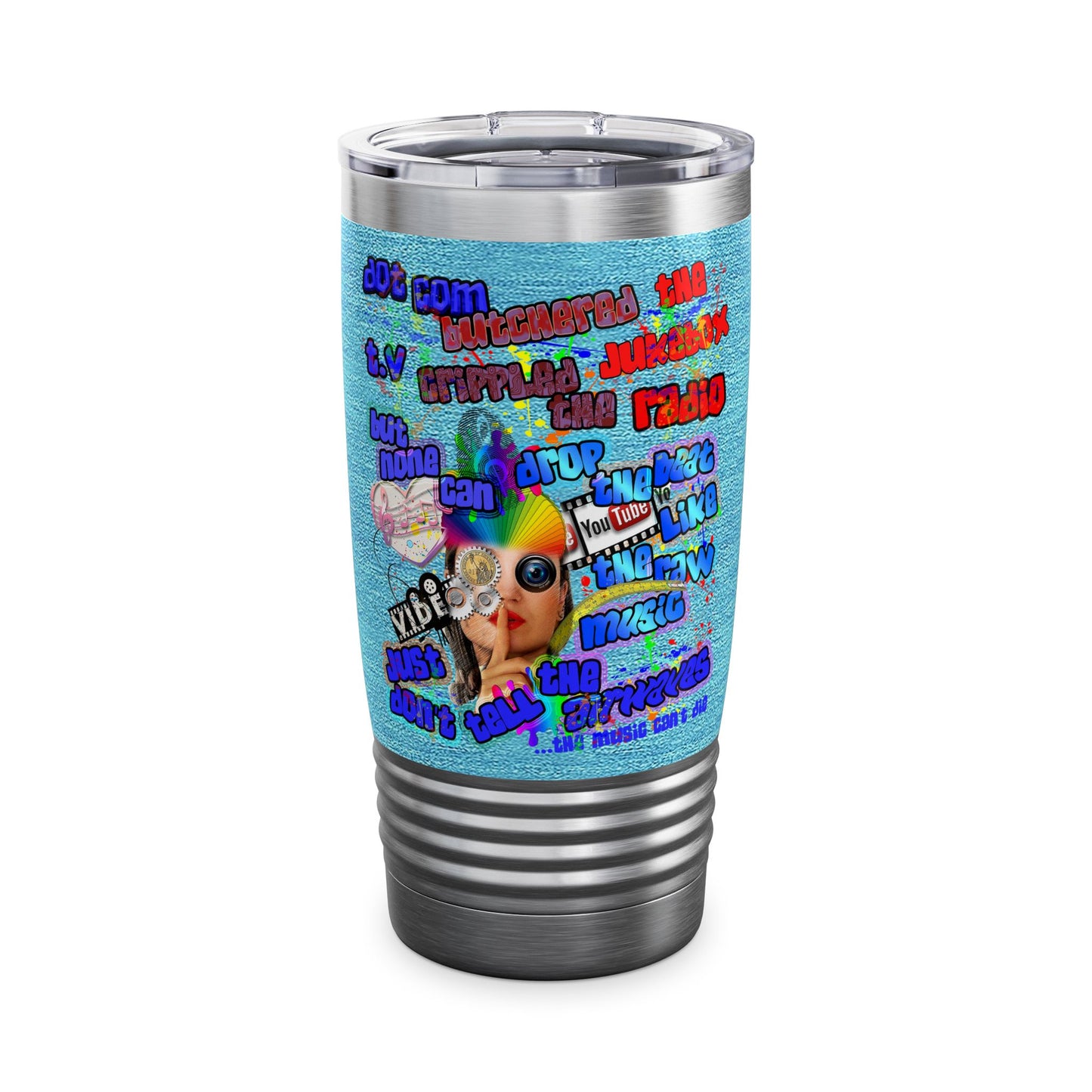 drop the beat - Ringneck Tumbler, 20oz  (faded blue)