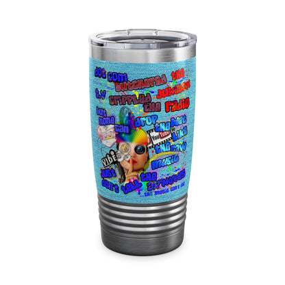 drop the beat - Ringneck Tumbler, 20oz  (faded blue)