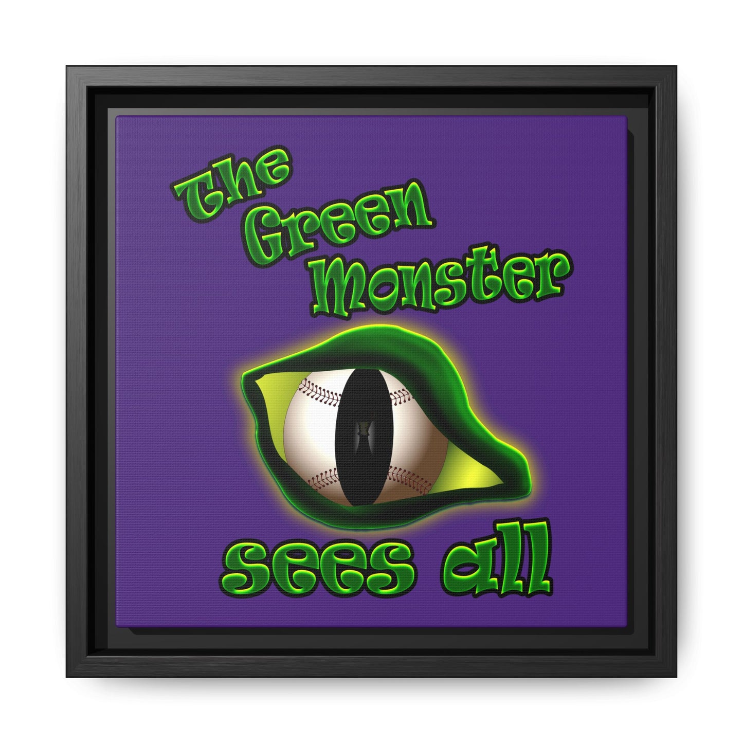green monster - framed canvas art (purple)