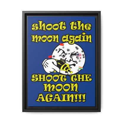 shoot the moon again - framed canvas art (dark blue)