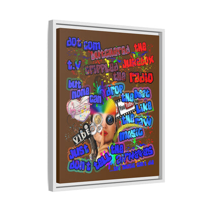 drop the beat - framed canvas art (brown)
