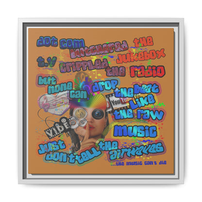 drop the beat - framed canvas art (light brown)