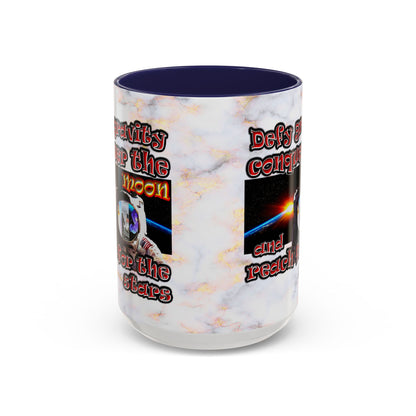 defy conquer reach - Accent Mug (white marble)
